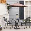 Antique Cast Aluminum Outdoor 30" With Umbrella Hole Round Patio Dining Table