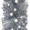 Christmas Garland with LED Lights 787.4" Silver