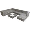 8 Piece Garden Lounge Set with Cushions Poly Rattan Gray