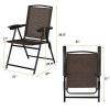 Beach & Garden Lawn 4 Pcs Folding Sling Chairs With Steel Armrest And Adjustable Back