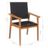 5 Piece Outdoor Dining Set Poly Rattan Black and Brown
