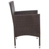 Patio Bench with Cushion Poly Rattan Brown