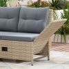 Outdoor Patio 4-Piece All Weather PE Wicker Rattan Sofa Set with Adjustable Backs for Backyard, Poolside, Gray