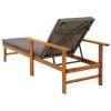 Sun Lounger with Cushion Poly Rattan and Solid Acacia Wood Gray