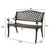 40.5" Outdoor Cast Aluminum Bench With Mesh Backrest Seat Surface RT