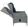 Reclining Garden Chair with Cushions Poly Rattan Light Gray