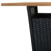 Bar Table Black 31.5"x31.5"x43.3" Poly Rattan and Solid Acacia Wood