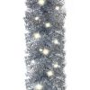 Christmas Garland with LED Lights 787.4" Silver