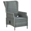 Reclining Garden Chair with Cushions Poly Rattan Light Gray