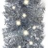 Christmas Garland with LED Lights 393.7" Silver