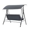 3-Person Patio Glider Swing Chair With Stand, Porch Lawn Swing With Removable Cushion And Convertible Canopy, Gray