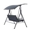 3-Person Patio Glider Swing Chair With Stand, Porch Lawn Swing With Removable Cushion And Convertible Canopy, Gray