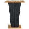Bar Table Black 31.5"x31.5"x43.3" Poly Rattan and Solid Acacia Wood