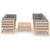 6 Piece Garden Lounge Set with Cushions Solid Pinewood