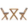 3 Piece Folding Bistro Set with Cushions Solid Acacia Wood