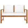 Garden Bench 47.2" with Cream Cushion Solid Acacia Wood