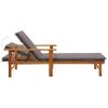 Sun Lounger with Cushion Poly Rattan and Solid Acacia Wood Gray
