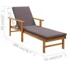 Sun Lounger with Cushion Poly Rattan and Solid Acacia Wood Gray