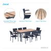 Higold - Heck 9 Pieces Retractable Patio Dining Sets, for Outdoor Dining Using, Grade A Teak, Matte Charcoal Aluminum Frame and Textilene Finished