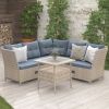 Outdoor Patio 4-Piece All Weather PE Wicker Rattan Sofa Set with Adjustable Backs for Backyard, Poolside, Gray