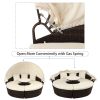 Patio Furniture Round Outdoor Sectional Sofa Set Rattan Daybed Sunbed with Retractable Canopy, Separate Seating and Removable Cushion (Beige)