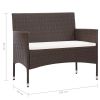 Patio Bench with Cushion Poly Rattan Brown