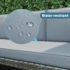 4-piece Outdoor Backyard Patio Rattan Sofa Set, All-weather PE Wicker Sectional Furniture Set with Retractable Table, Gray