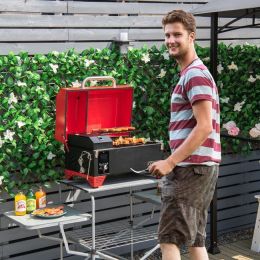 Outdoor Portable Tabletop Pellet Grill and Smoker with Digital Control System for BBQ (Color: Red)