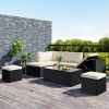 Large Outdoor Wicker Sofa Set, PE Rattan, Movable Cushion, Sectional Lounger Sofa, For Backyard, Porch, Pool, Beige