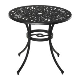 Business Occasions 33" Round Patio Cast Aluminium Bistro Table (Color: Black)
