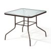 Outdoor Garden Lawn Pool Deck High Dining Bistro Table Tempered Glass Top with Umbrella Hole