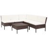 6 Piece Garden Lounge Set with Cushions Poly Rattan Brown