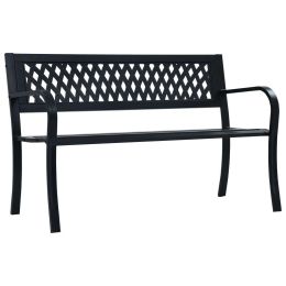 Garden Bench 49.2" Black Steel (Color: Black)