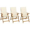 Folding Garden Chairs 3 pcs with Cushions Solid Acacia Wood