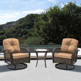 3pcs Outdoor Furniture Modern Wicker set (Color: Brown)