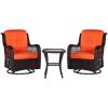 Outdoor Chairs Set 3 Pieces Set Furniture Set for Balcony Rattan Chairs and Table with Cushions - Orange XH