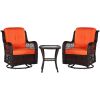 Outdoor Chairs Set 3 Pieces Set Furniture Set for Balcony Rattan Chairs and Table with Cushions - Orange XH