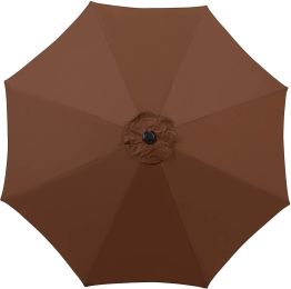 9 Ft Outdoor Patio Tilt Market Enhanced Aluminum Umbrella 8 Ribs, 7 Colors / Patterns Available (Color: Coffee)