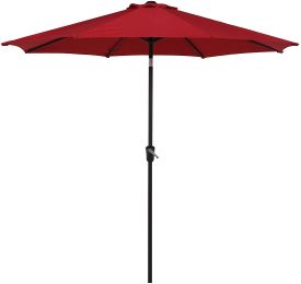 9 Ft Outdoor Patio Tilt Market Enhanced Aluminum Umbrella 8 Ribs, 7 Colors / Patterns Available (Color: Red)
