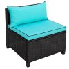 Quality Rattan Wicker Patio Set, U-Shape Sectional Outdoor Furniture Set with Cushions and Accent Pillows