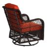 Outdoor Chairs Set 3 Pieces Set Furniture Set for Balcony Rattan Chairs and Table with Cushions - Orange XH