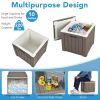 3-In-1 Patio 10 Gallon Ice Cube Cooler Box Table Stool Storage W/Handle