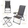 4 Pieces Patio Adjustable Back Folding Dining Chair Ottoman Set