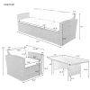 Outdoor Patio Furniture Set 4-Piece Conversation Set Wicker Furniture Sofa Set with Grey Cushions