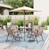 Outdoor Garden Lawn Pool Deck High Dining Bistro Table Tempered Glass Top with Umbrella Hole