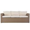 Outdoor Patio Furniture Set 4-Piece Conversation Set Wicker Furniture Sofa Set with Grey Cushions
