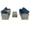 5 Piece Rattan Sectional Seating Group with Cushions and table, Patio Furniture Sets, Outdoor Wicker Sectional