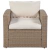 Outdoor Patio Furniture Set 4-Piece Conversation Set Wicker Furniture Sofa Set with Grey Cushions