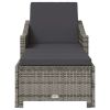 Sun Lounger with Dark Gray Cushion Poly Rattan Gray