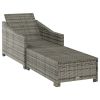 Sun Lounger with Dark Gray Cushion Poly Rattan Gray